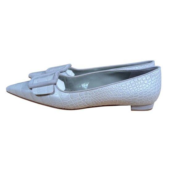 Manolo Blahnik Maysale Pump Flat Light Gray Pointed Toe Size EU 41.5 - Picture 7 of 12